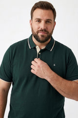 Jack & Jones Plus Paulos Erkek Büyük Beden Polo Yaka T-Shirt 12143859 - Koyu Yeşil