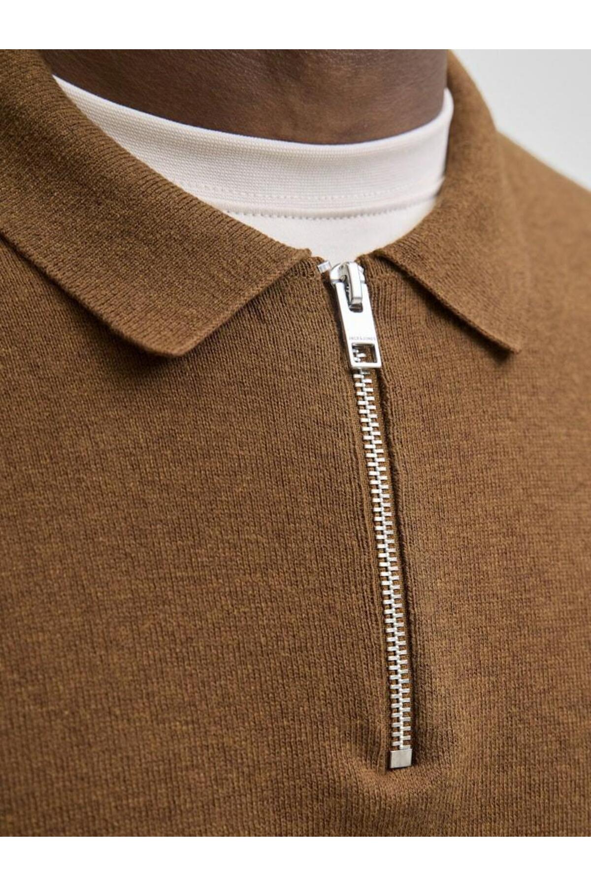 JACK&JONES PULLOVER 12268210 - Kahverengi/ Turuncu