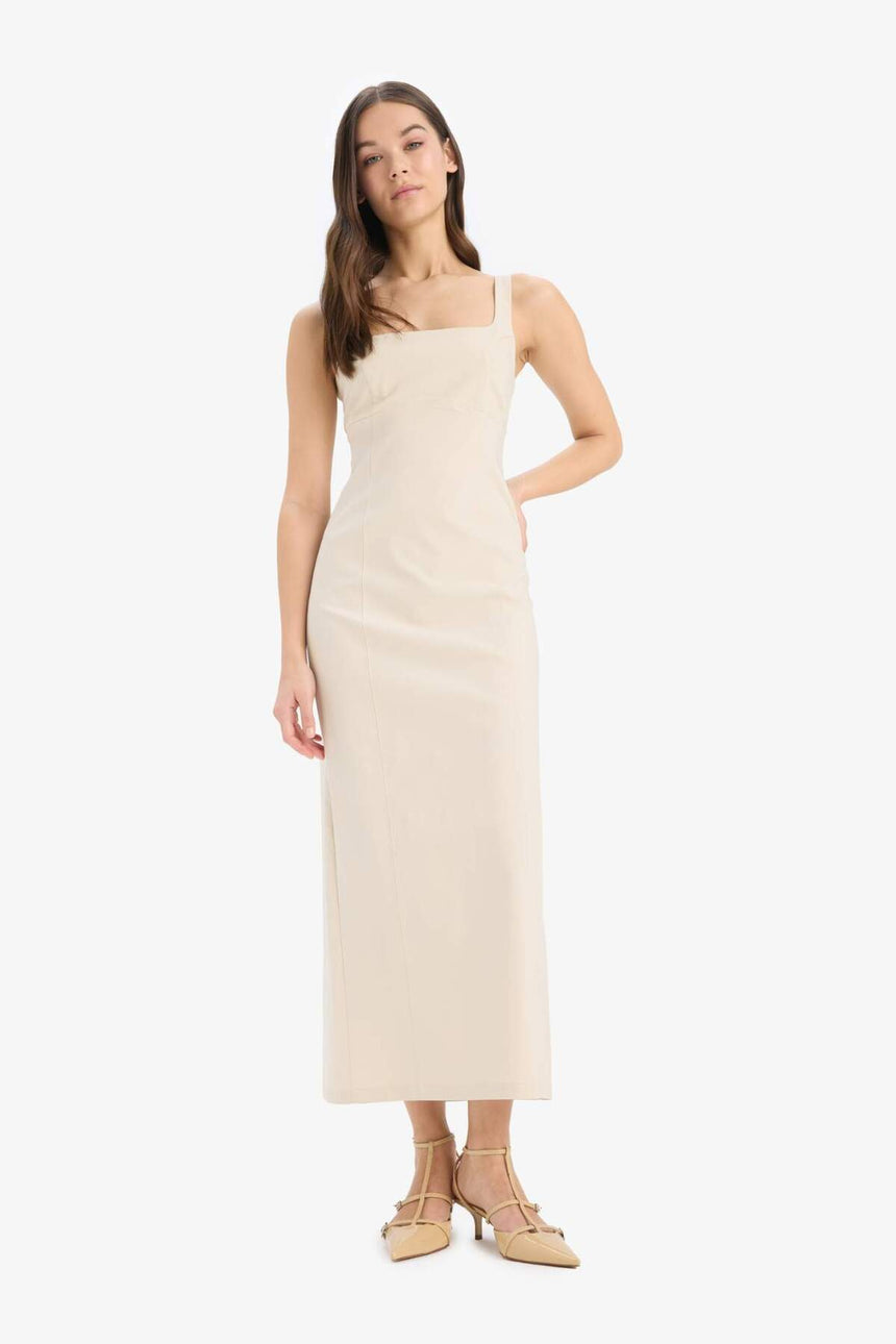 Defacto Kadın Short Sleeve Woven Dress C5027Ax - Kum Beji