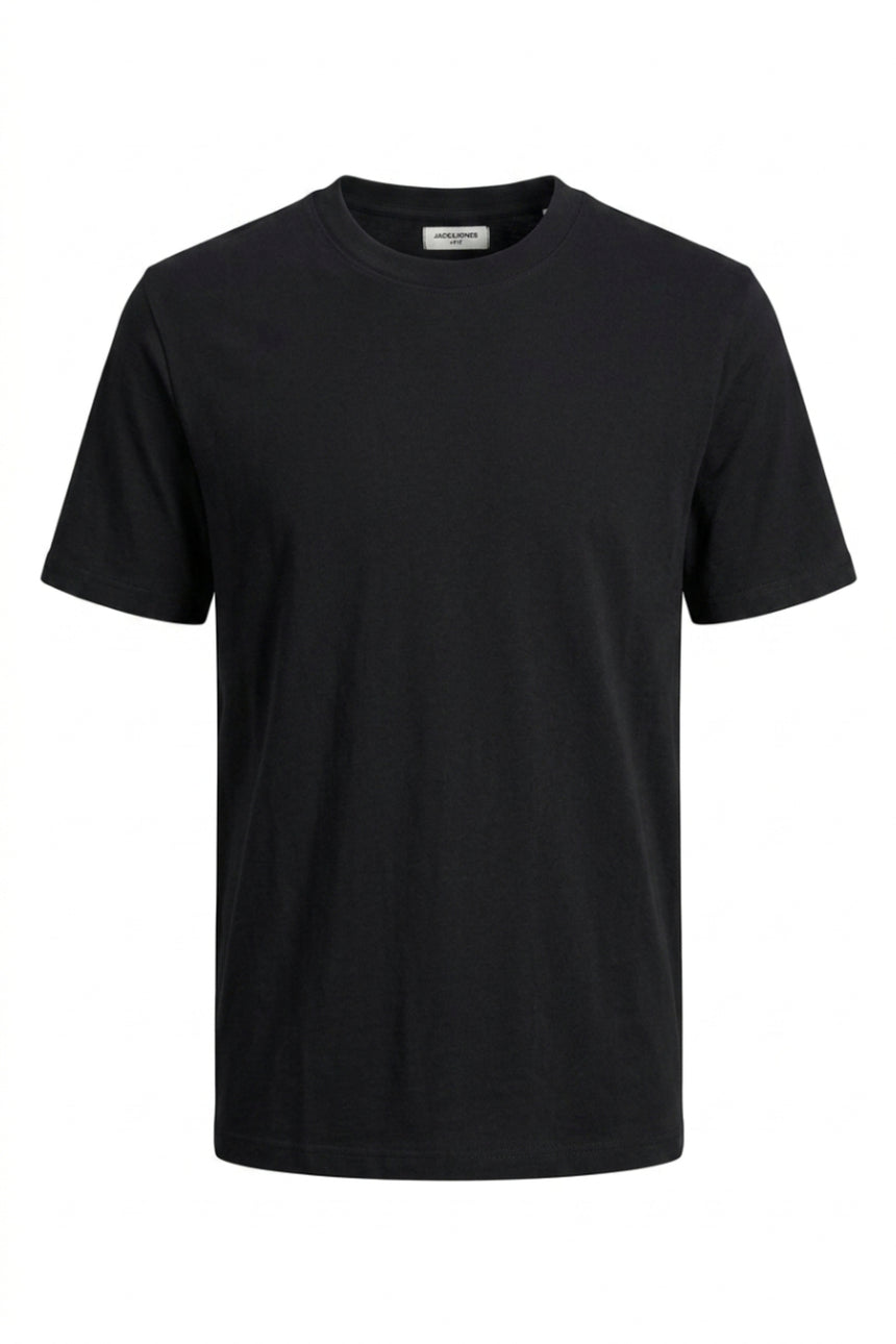JACK&JONES PLUS JJEBARRON TEE SS O-NECK LN PLS 12299534 - Siyah