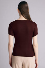 Defacto Kadın Short Sleeve T-Shirt E7016AX - Kahverengi