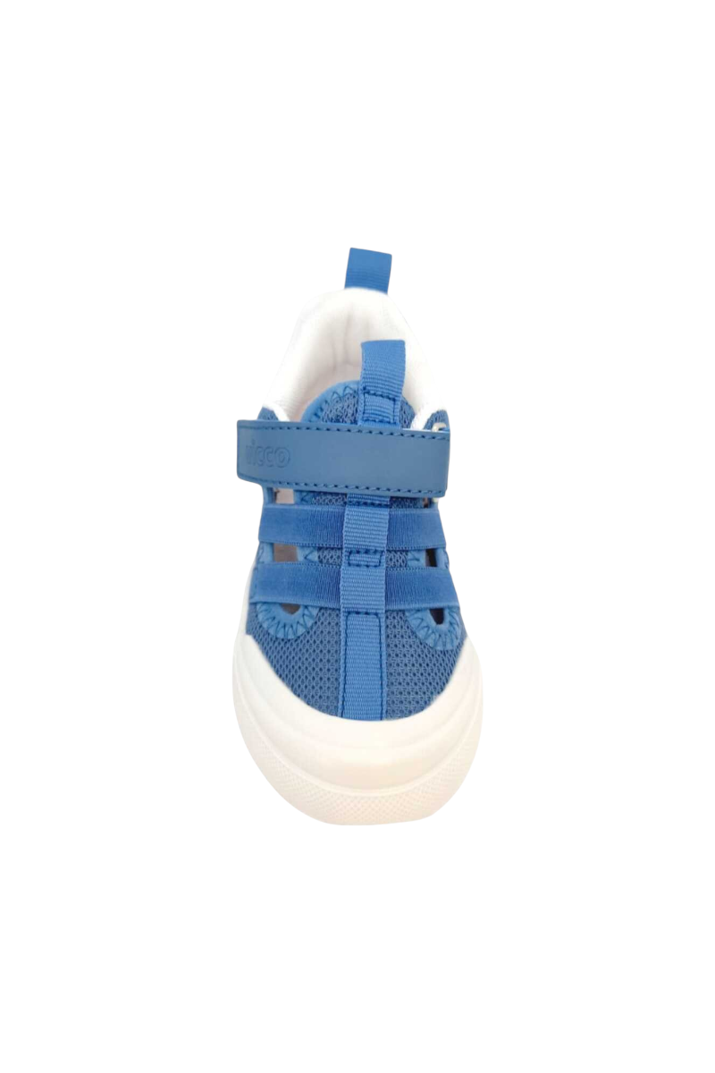Sporline Vicco mavi tekstil unisex çocuk sneaker, cırt cırtlı bantlı ve beyaz tabanlı spor ayakkabı