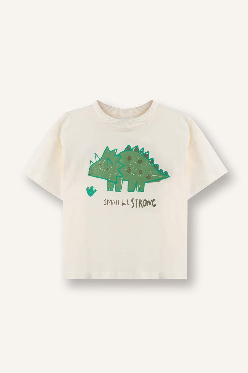 Defacto Çocuk Short Sleeve T-Shirt E1072A5 - Ekru