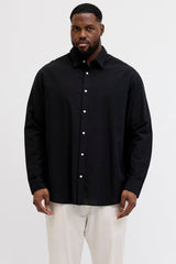 JACK&JONES JJEBREEZE LINEN BLEND SHIRT L/S SN PLS 12288651 - Siyah
