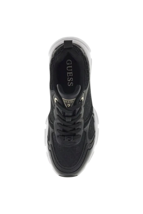 Sporline Guess siyah kadın sneaker, üzerinde marka logolu detaylar bulunan şık ve modern günlük spor ayakkabı.