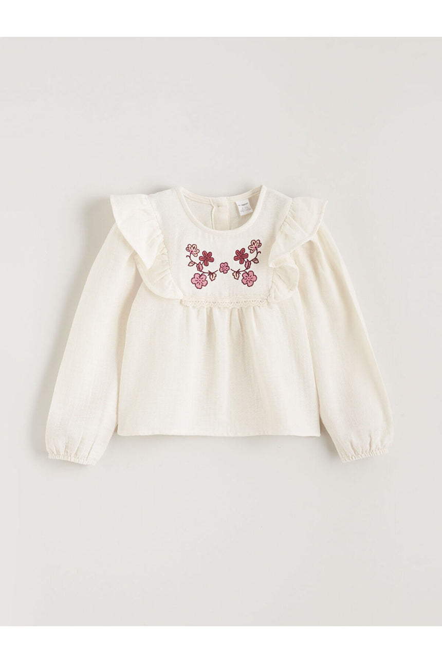 LC Waikiki Çocuk Uzun Kollu Bluz W5N625B1 - Krem