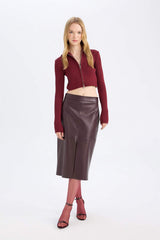 Defacto Kadın Knitted Skirt D4638AX - Bordo