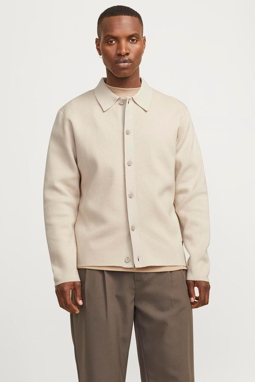 JACK&JONES JJELEGACY BLOCKING SWEAT HOOD NOOS 12271403 - Açık Krem
