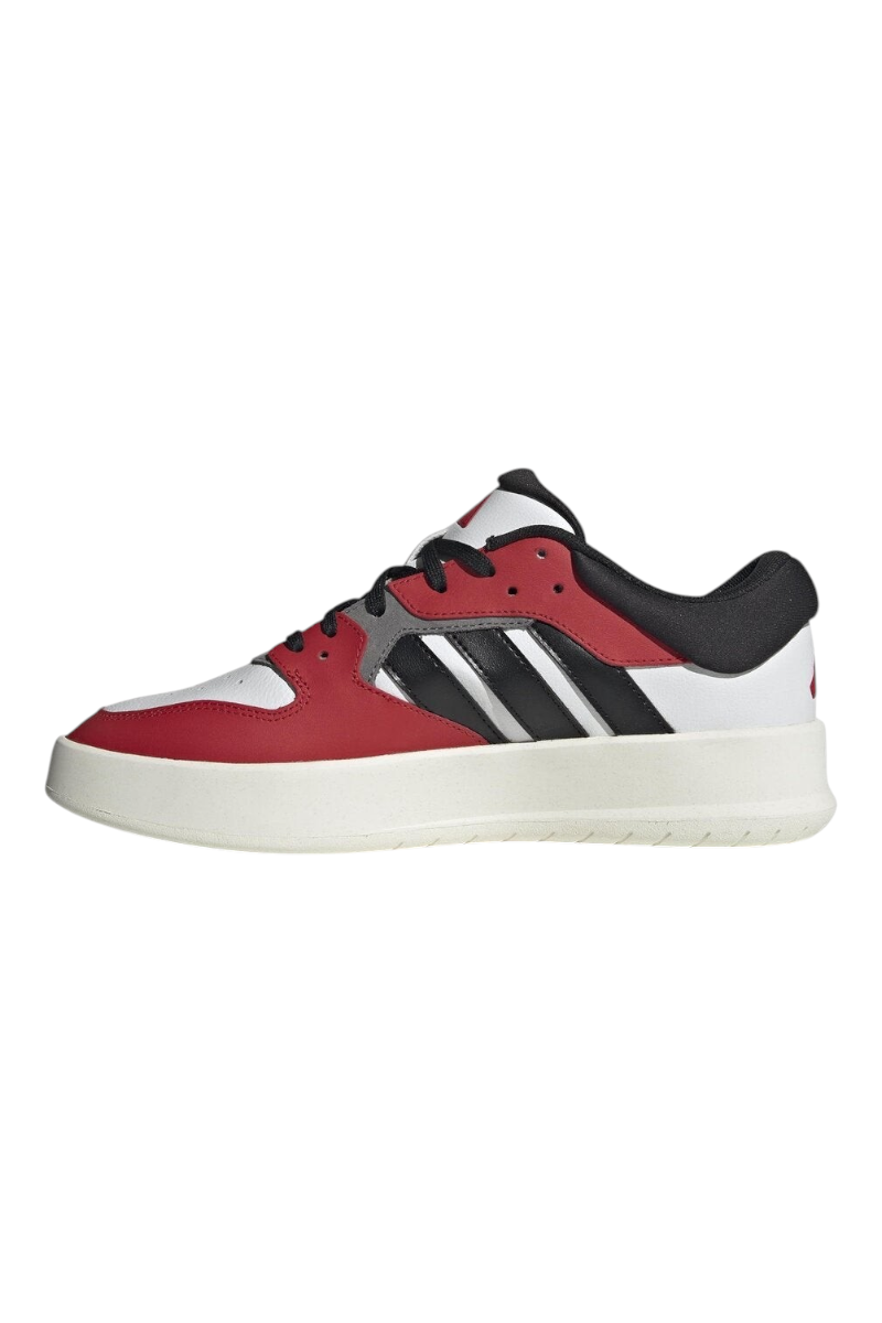 Sporline adidas Court ID1249 kırmızı ve beyaz renkli, suni deri ve inek derisi detaylı erkek tenis ayakkabısı