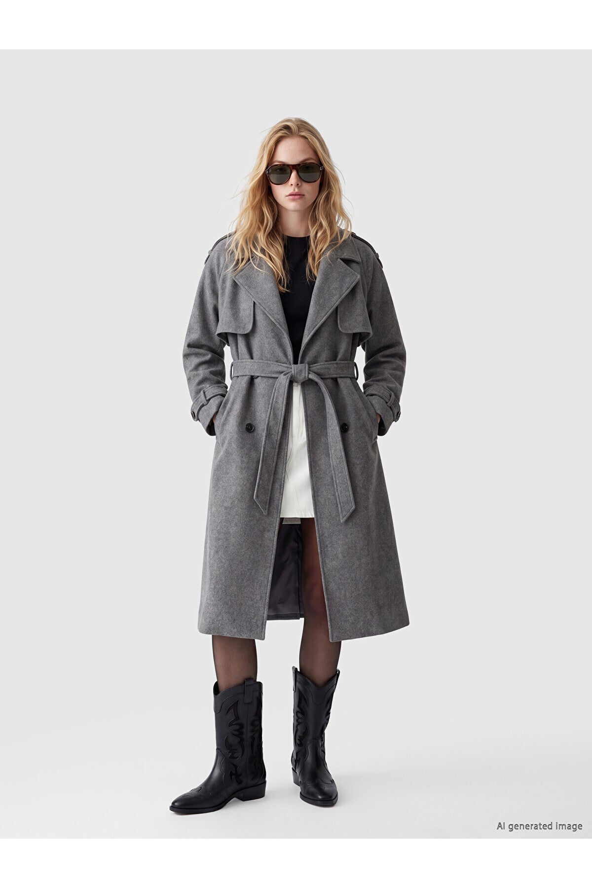 LC Waikiki Kadın Kaşe Kaban W69524G8 - Gri