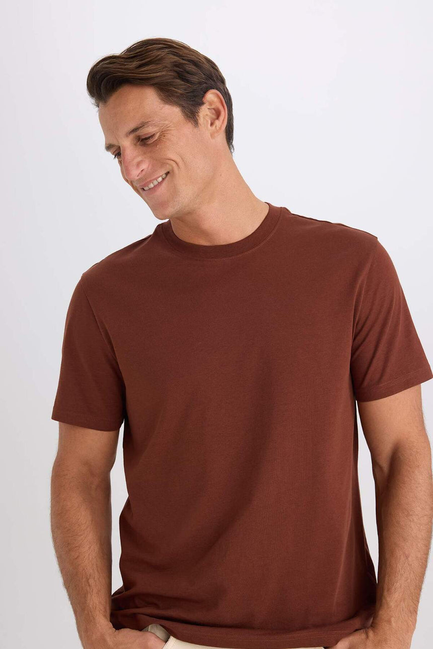 DeFacto V7699AZ Erkek T-Shirt - Kahverengi