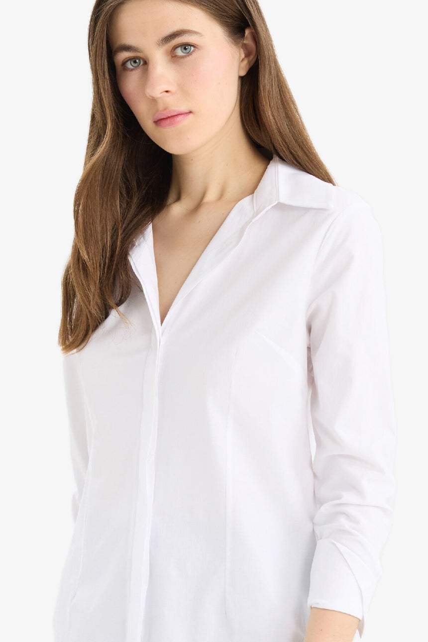 Defacto Kadın Long Sleeve Shirt Y4651Az - Beyaz