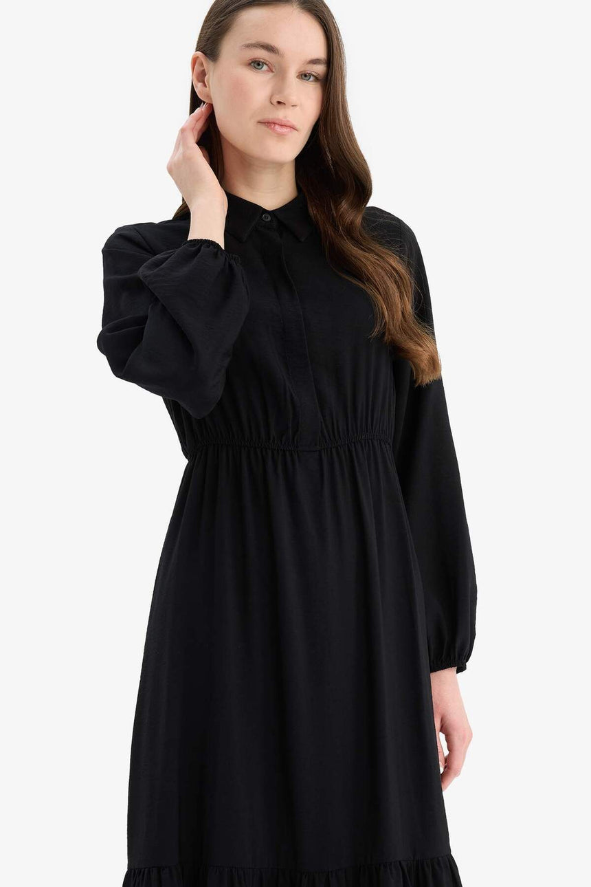 Defacto Kadın Long Sleeve Woven Dress D5851Ax - Siyah