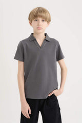 Defacto Çocuk Short Sleeve Polo T-Shirt D7755A8 - Antrasit