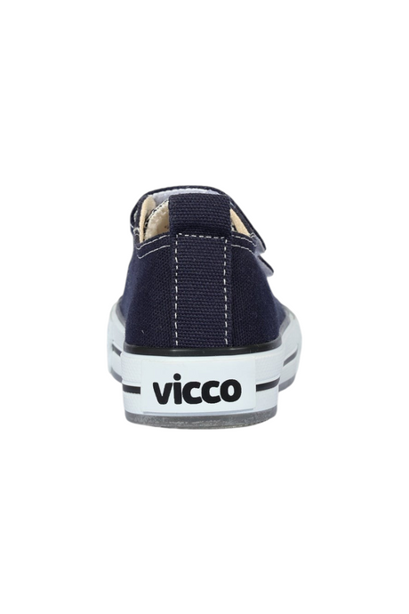Sporline Vicco lacivert deri ve tekstil çocuk sneaker ayakkabısının arka görünümü