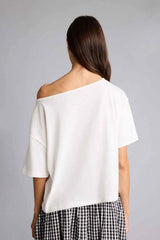 Defacto Kadın Short Sleeve T-Shirt H6703AX - Ekru