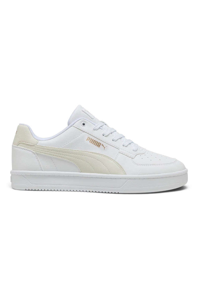Sporline Puma Caven 2.0 beyaz, açık gri ve altın detaylı unisex spor ayakkabı