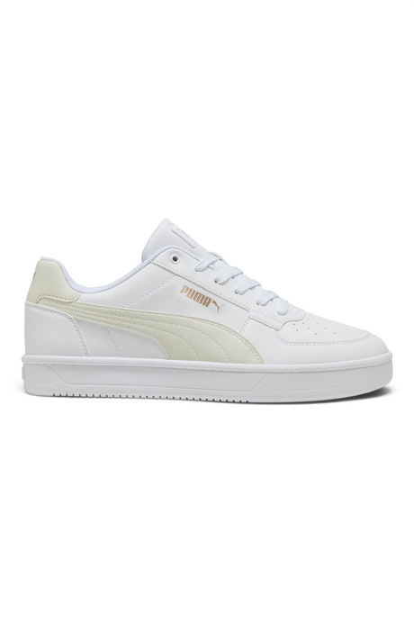 Sporline Puma Caven 2.0 beyaz, açık gri ve altın detaylı unisex spor ayakkabı