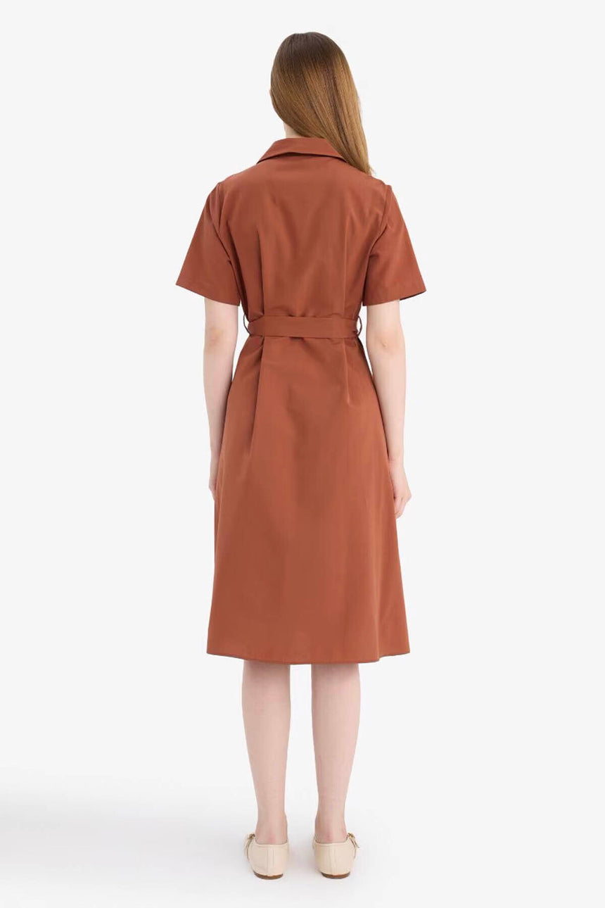 Defacto Kadın Short Sleeve Woven Dress E7114AX - Bordo