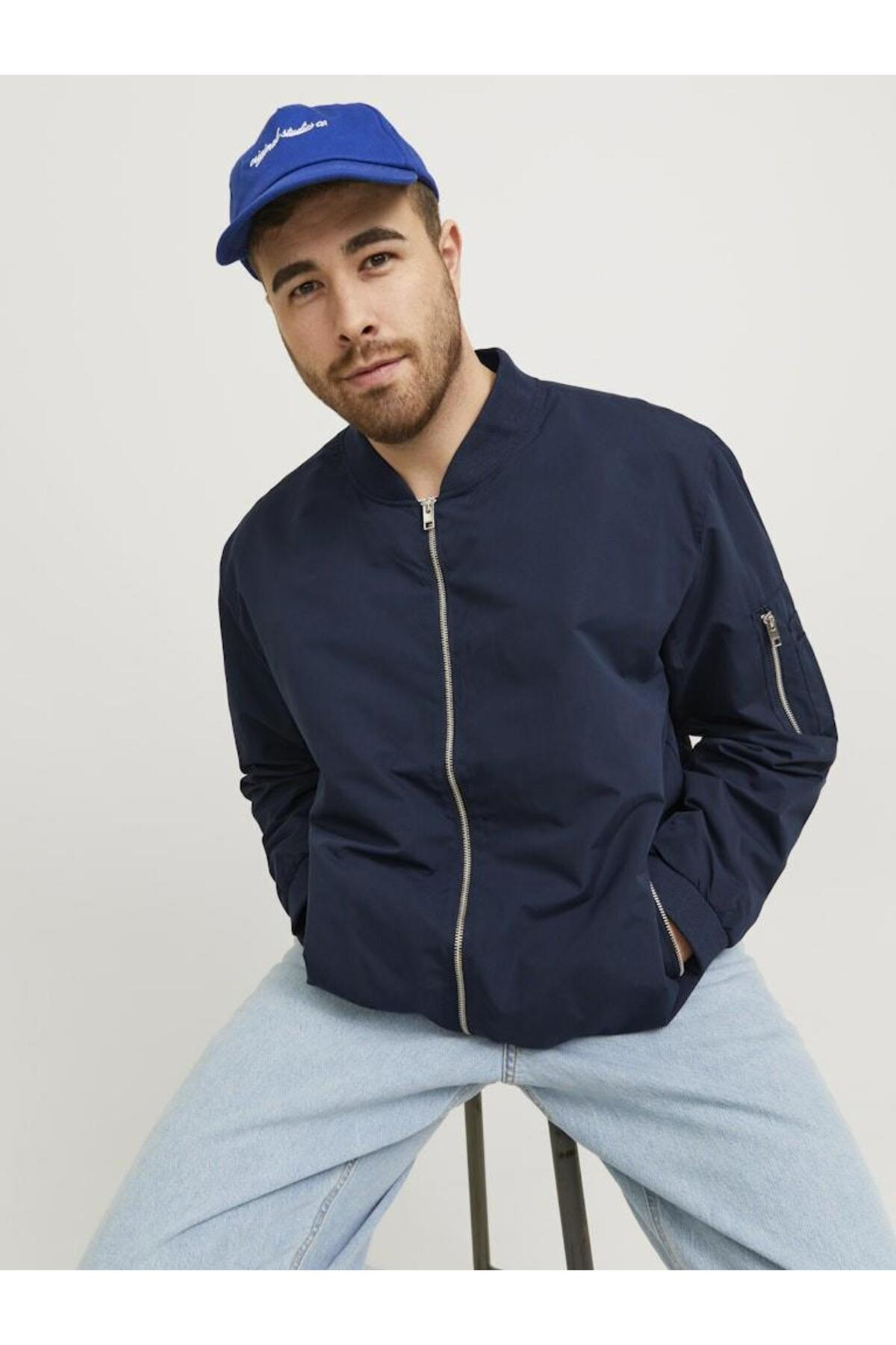 Jack & Jones Rush Erkek Büyük Beden Bomber Mont 12173990 - Koyu Lacivert