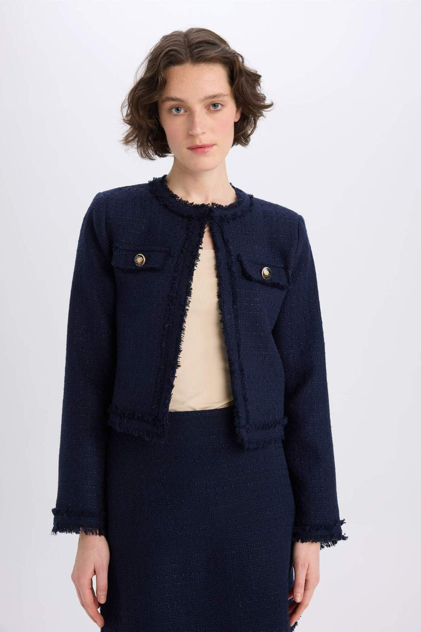 DeFacto D5040AX Kadın Blazer Ceket - Koyu Lacivert