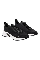 Sporline Calvin Klein siyah polyester erkek sneaker ayakkabı, beyaz tabanlı modern tasarım