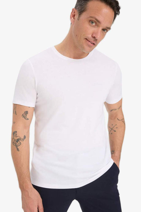 Defacto Erkek Short Sleeve T-Shirt M6606AZ - Beyaz