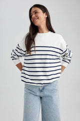 Defacto Kadın Sweat Shirt A9255Ax - Ekru
