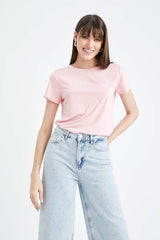 DeFacto W7299AZ Kadın T-Shirt - Açık Pembe