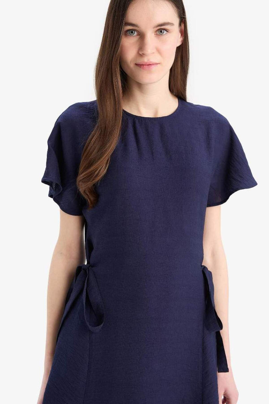 Defacto Kadın Short Sleeve Woven Dress E6028Ax - Koyu Lacivert