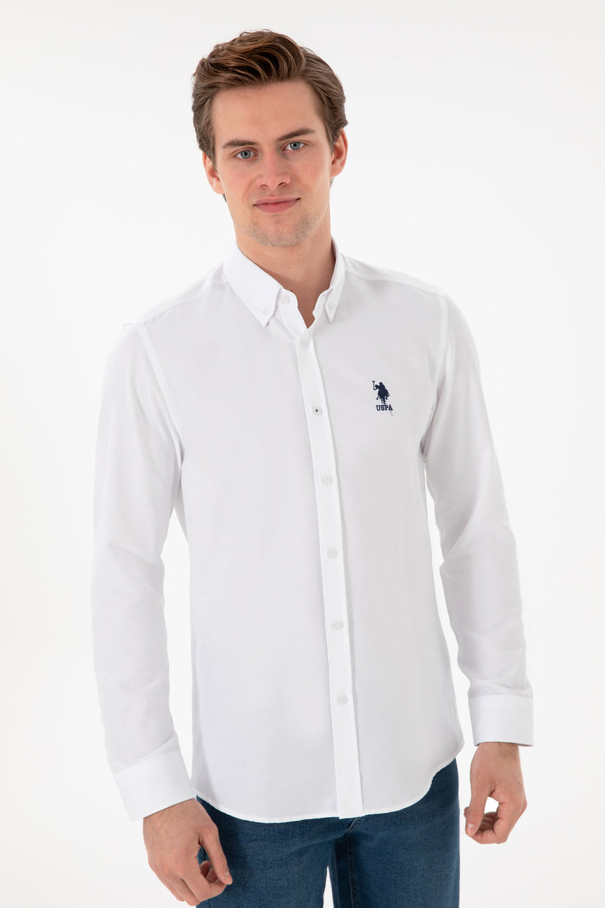 US POLO ASSN ERKEK DOKUMA GÖMLEK 2084085 - Beyaz