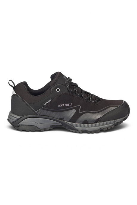 Sporline Lumberjack Eagle siyah erkek outdoor ayakkabı, deri ve tekstil malzemeli, su geçirmez softshell tasarım.