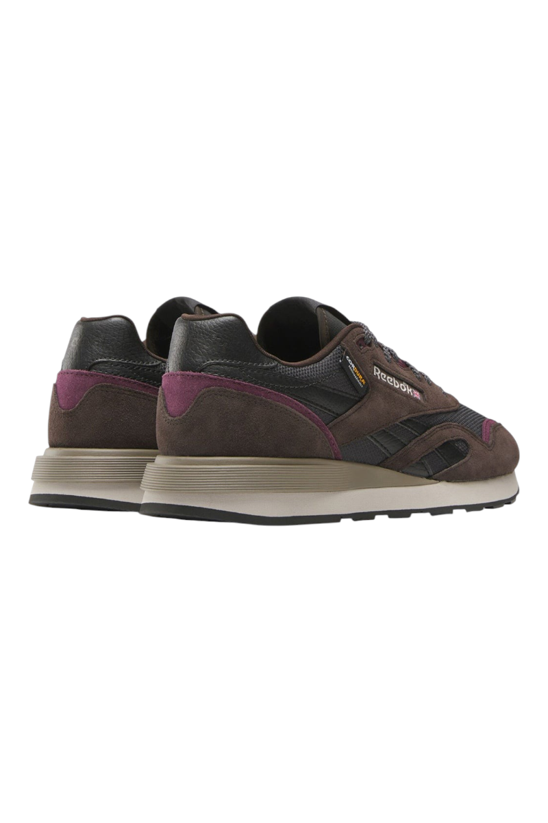 Sporline Reebok Classic Nylon 89 erkek süet sneaker, siyah ve mor detaylı, yan görünüm.
