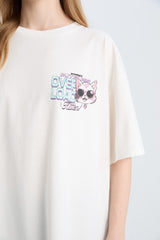 Defacto Kadın Short Sleeve T-Shirt E0668Ax - Kırık Beyaz