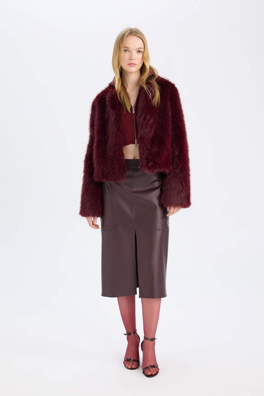 Defacto Kadın Knitted Skirt D4638AX - Bordo