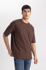 DEFACTO ERKEK T3661AZ T-SHIRT - Kahverengi