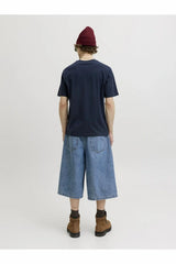 JACK&JONES JORSAVONA BOX TEE SS CN STYD SS26 12310070 - Koyu Mavi