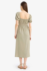Defacto Kadın Short Sleeve Knitted Dress E7609Ax - Açık Haki Yeşili