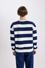 Defacto Kadın Sweat Shirt A1883Ax - Koyu Lacivert