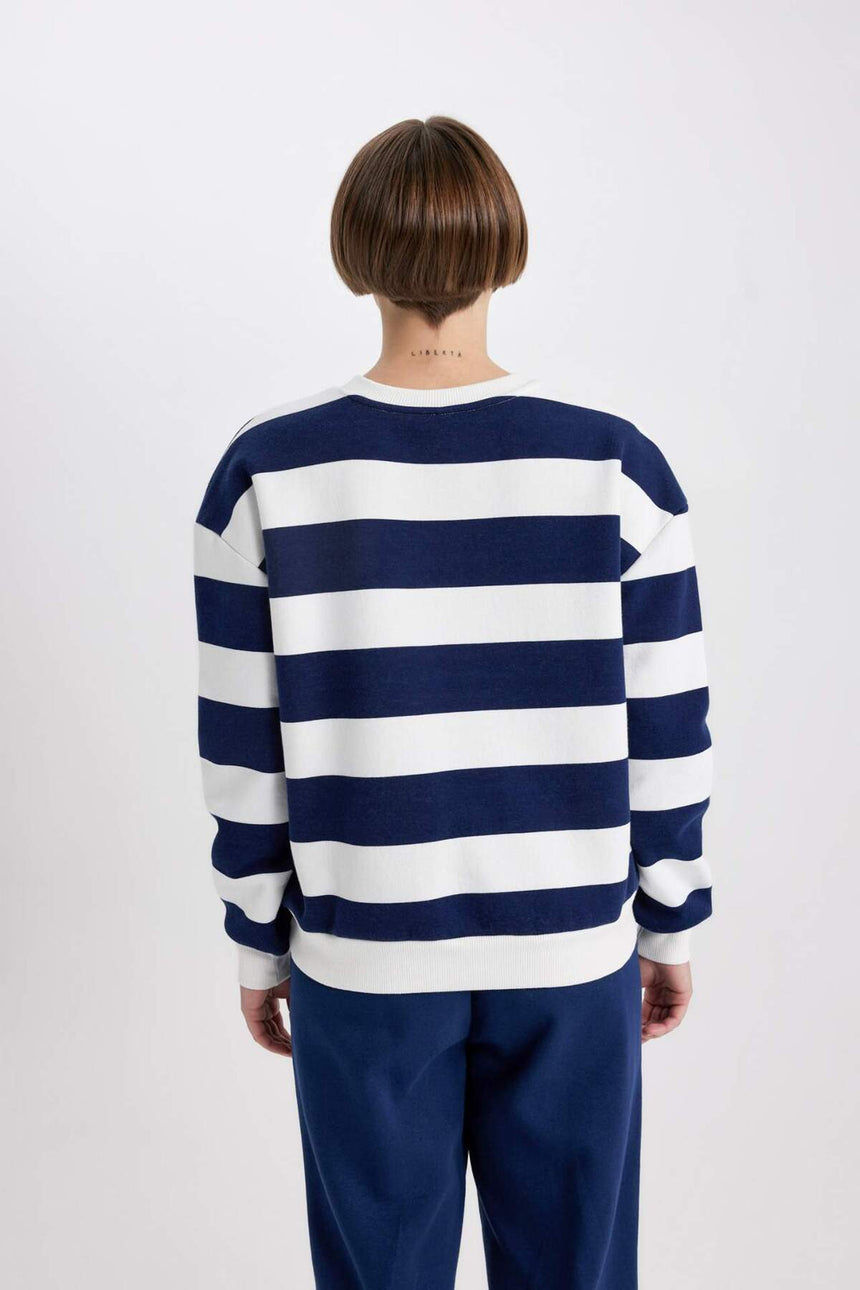 Defacto Kadın Sweat Shirt A1883Ax - Koyu Lacivert