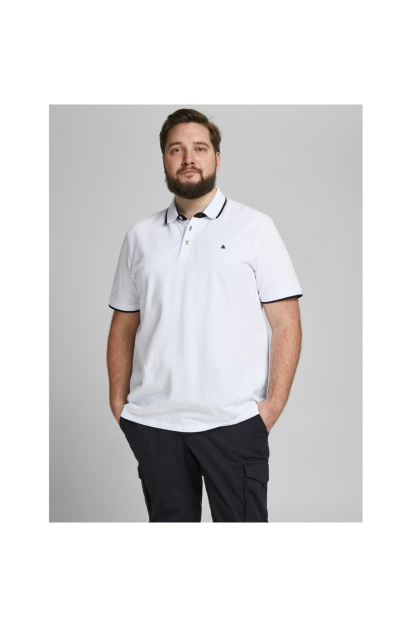 JACK&JONES PLUS JJEPAULOS POLO SS NOOS PLS 12143859 - Beyaz