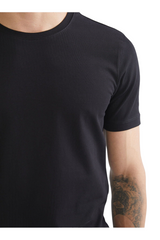 Sporline LC Waikiki siyah pamuklu kısa kollu slim fit erkek t-shirt