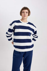 Defacto Kadın Sweat Shirt A1883Ax - Koyu Lacivert