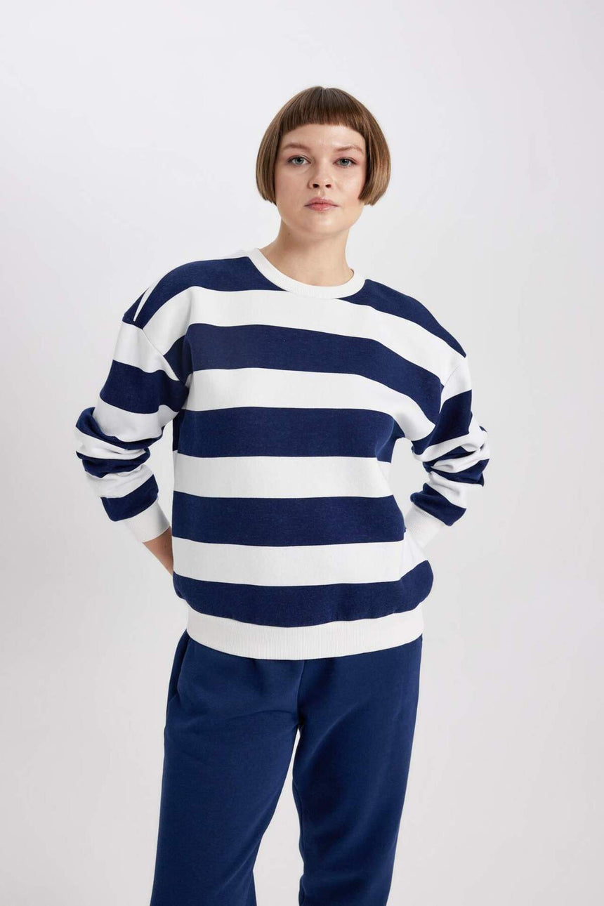 Defacto Kadın Sweat Shirt A1883Ax - Koyu Lacivert