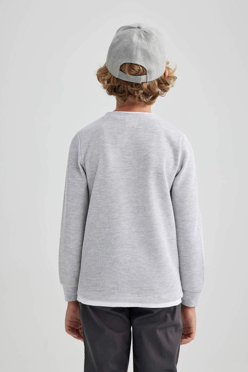 Defacto Çocuk Long Sleeve T-Shirt V1186A6 - Gri