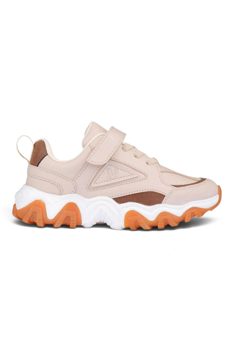 Sporline Vicco bej renkli, suni deri, cırt cırtlı, tırtıklı tabanlı çocuk sneaker ayakkabısı