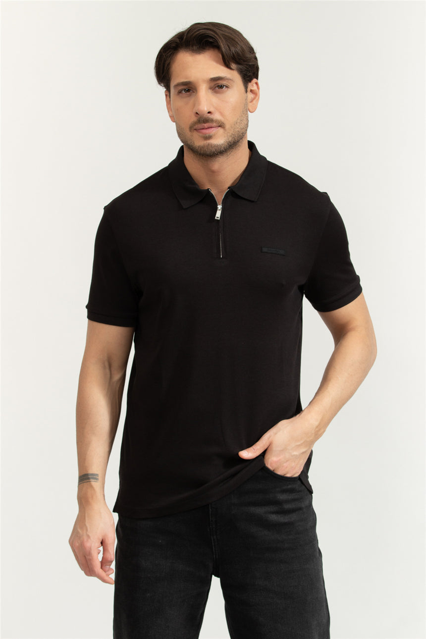 Calvin Klein Erkek SS SUPIMA ZIP POLO LV04LE255G - Siyah