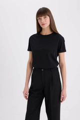Defacto Kadın Short Sleeve T-Shirt W9584AZ - Siyah