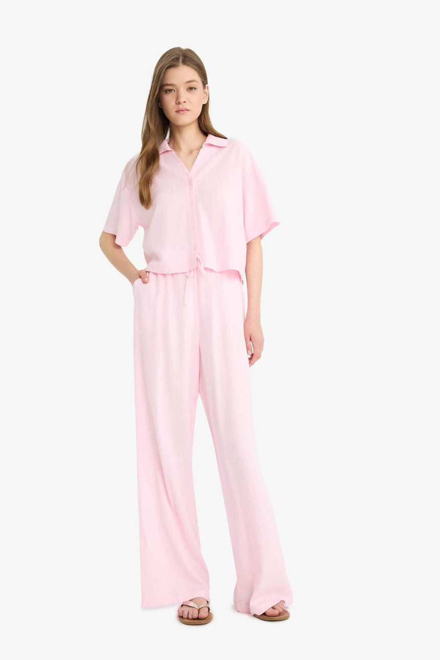 Defacto Kadın Short Sleeve Shirt C3807Ax - Açık Pembe