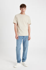 DeFacto V7699AZ Erkek T-Shirt - Kum Beji